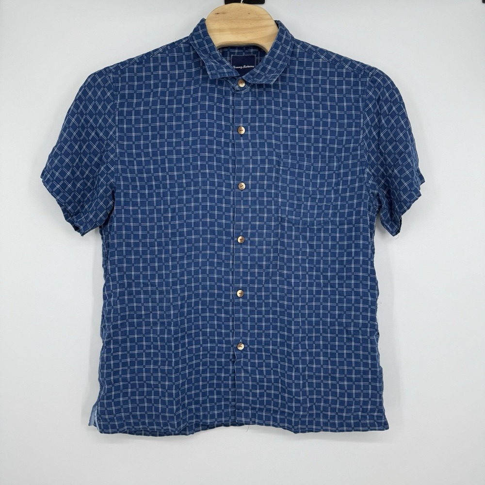 Tommy Bahama Mens Short Sleeve Silk Blend‎ Blue Hawaiian Button Shirt XL Beach